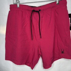 Spyder Men's XL Pink Volley Swim Shorts Brief Lined Swim Trunks Stretch New UV